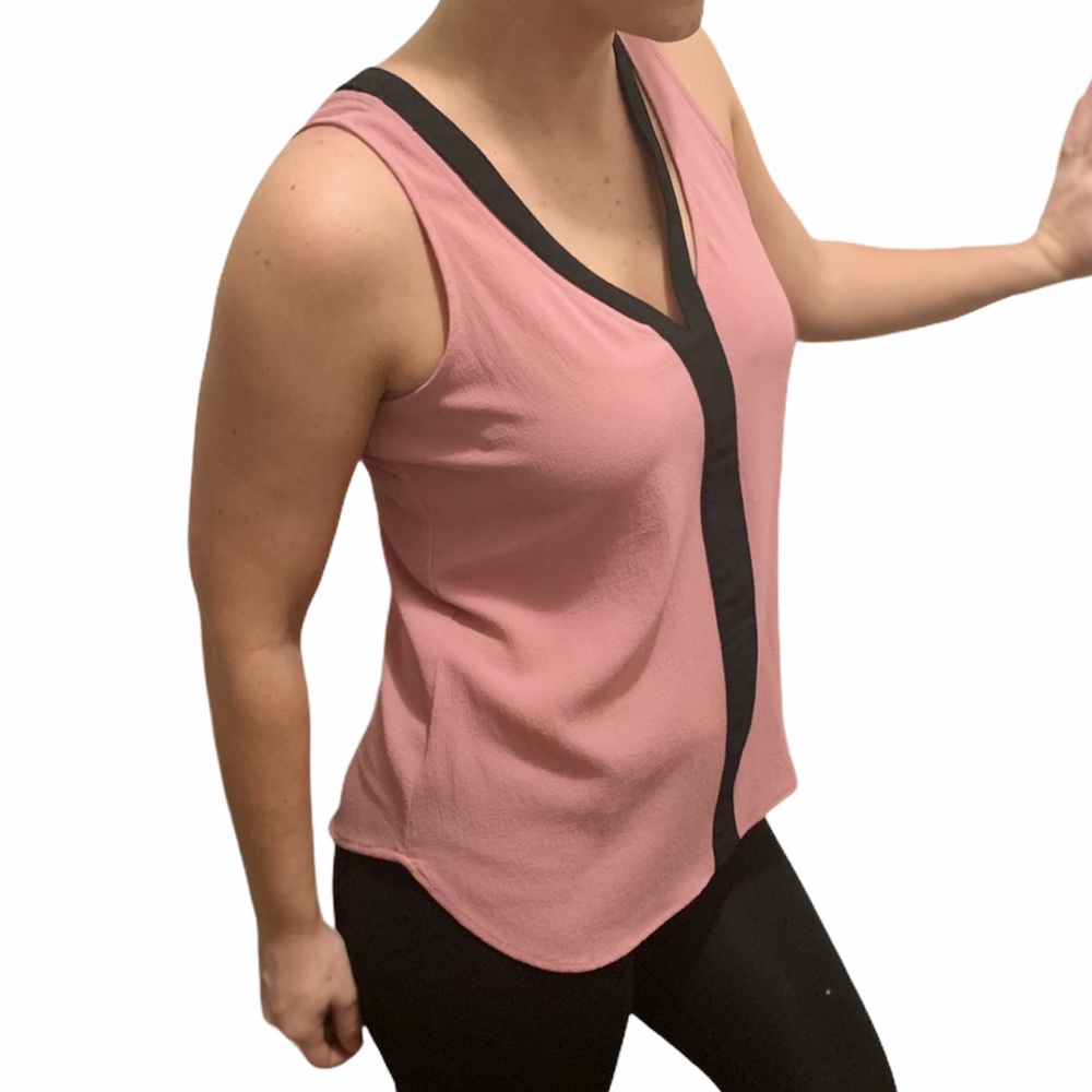 Pink and black cut out top